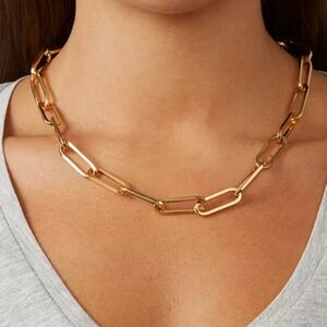 Sugar Fix By BaubleBar Gold Plated Hera Large Paperclip Link Collar Necklace